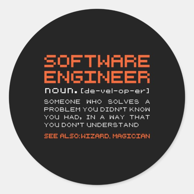 Software Engineer Definition Software-Entwickler Runder Aufkleber (Vorderseite)