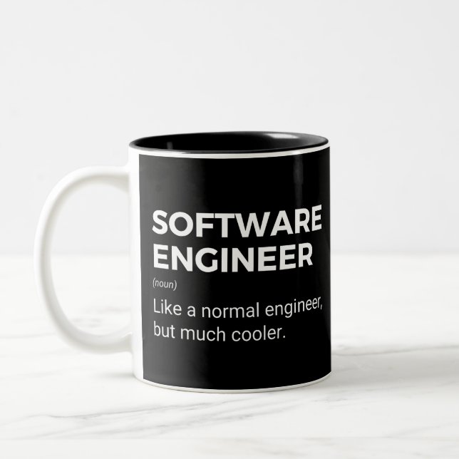 Software Engineer Funny Engineering Sprichwort Zweifarbige Tasse (Links)