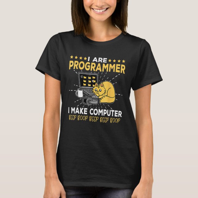 Software Engineer Orange Cat Programmer Make Compu T-Shirt (Vorderseite)