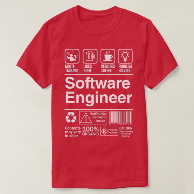 Software Engineer Product Label Funny Gift 2 T-Shirt (Design vorne)