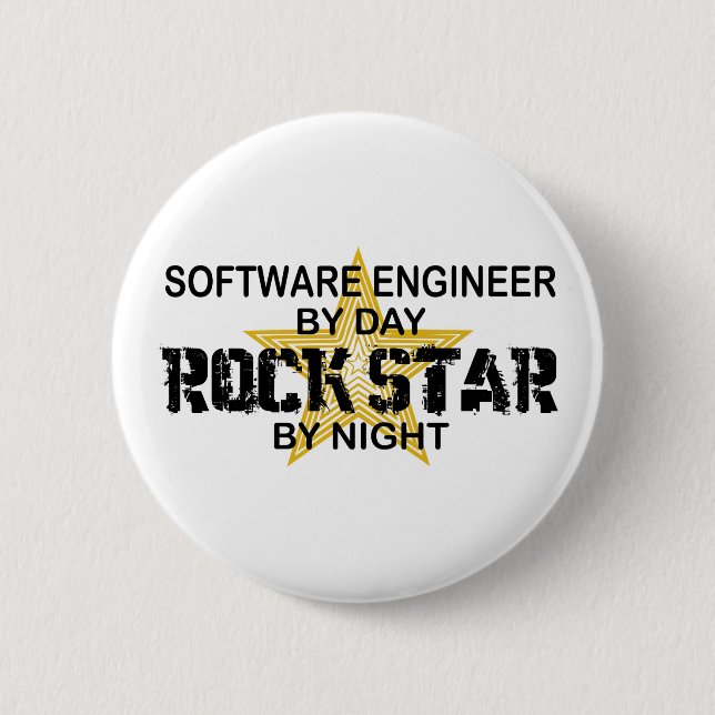 Software Engineer Rockstar bis zum Nacht Button (Vorderseite)