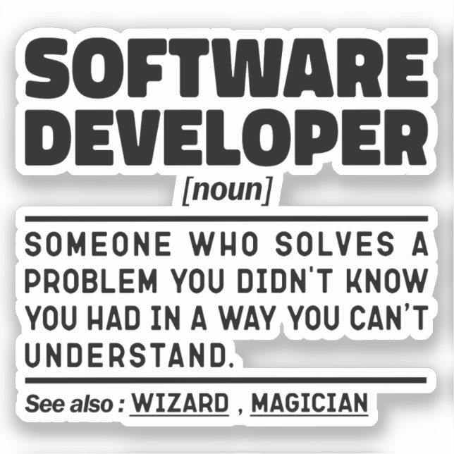 Software-Entwickler Noun Definition Coding Experte Aufkleber (Vorderseite)