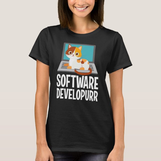 Software-Entwickler Programmier-Witz Süße Katze La T-Shirt (Vorderseite)