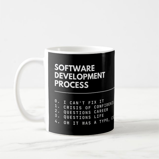 Software-Entwicklungsprozess Funny Programmer Kaffeetasse (Links)