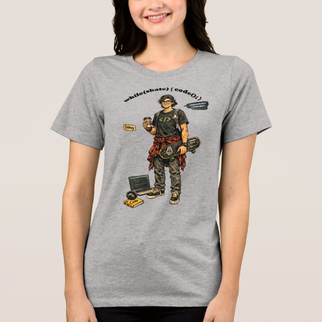 Software-Ingenieur Coder, der Skateboard fährt URM Tri-Blend Shirt (Vorderseite)
