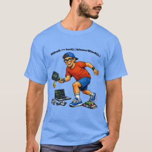 Software-Ingenieur, der Pickleball mit einem Paddl T-Shirt