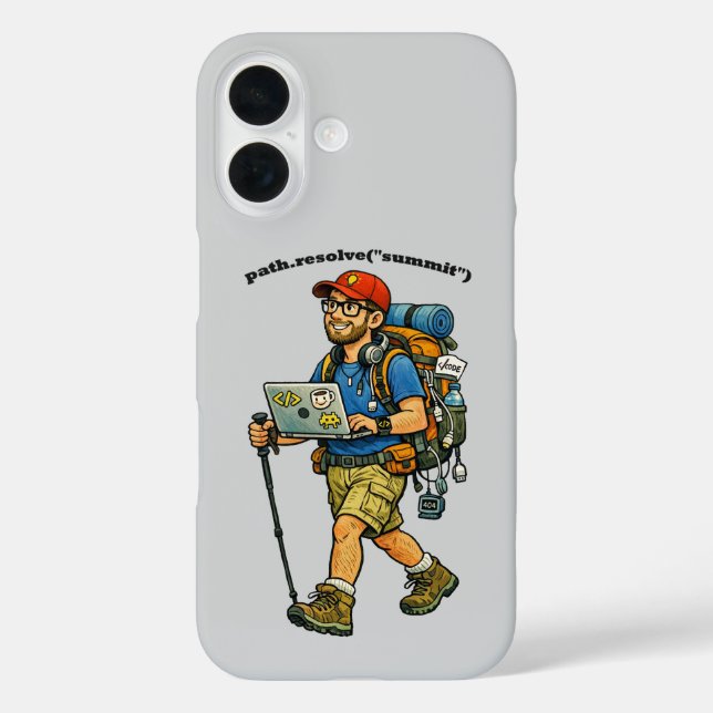 Software-Ingenieur geht mit einem Rucksack URM wan Case-Mate iPhone Hülle (Rückseite)