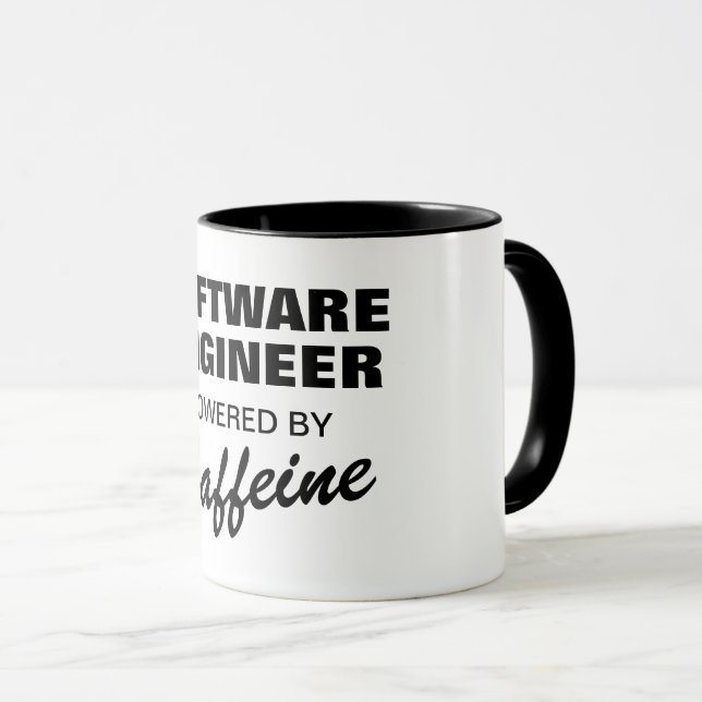 Software-Ingenieur mit Coffein-komischem Kaffee Tasse (VorderseiteRechts)