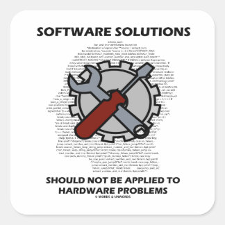 Software-Lösungen sollten nicht auf Hardware angew Quadratischer Aufkleber