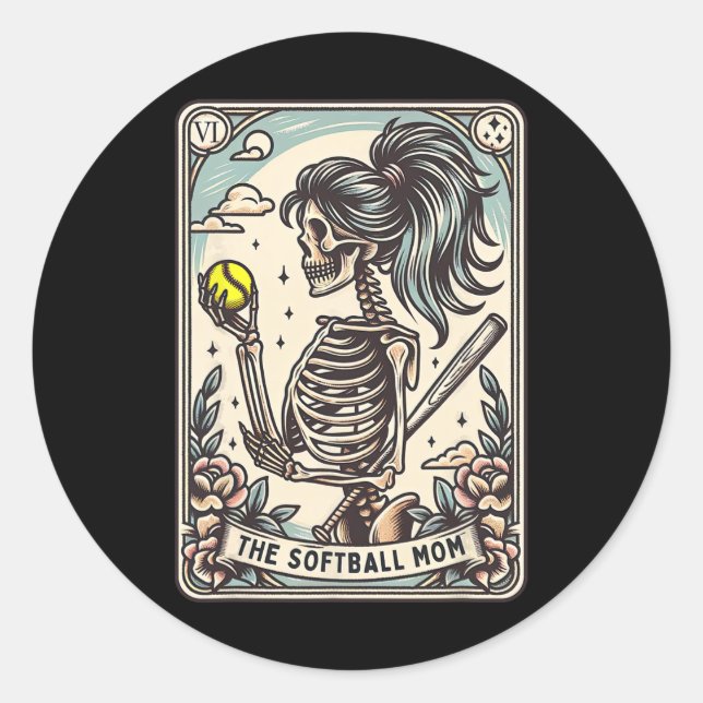 Software Mama Tarot Card Skeleton Software Mama Mü Runder Aufkleber (Vorderseite)