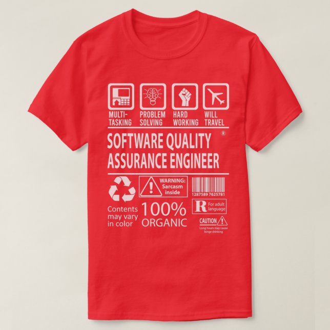 Software Quality Assurance Engineer MultiTasking C T-Shirt (Design vorne)