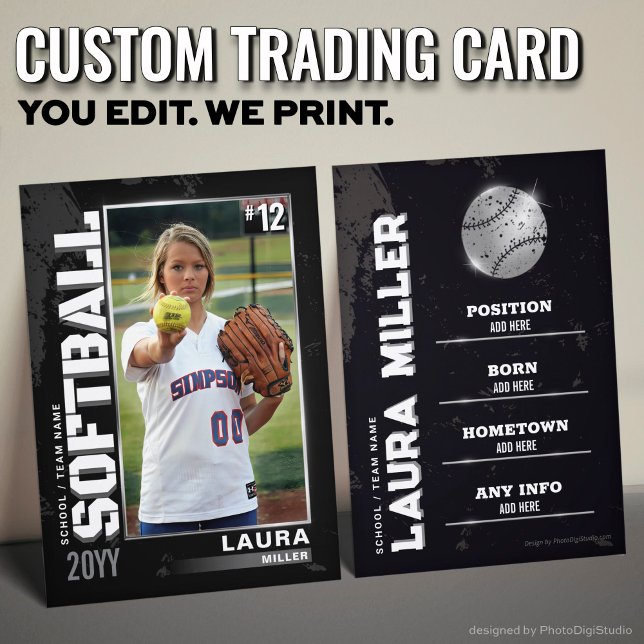 Software Trading Card Silver Baseball Player Card Telefonnummerkarte (Custom Softball Trading Card, Silver Player Card)