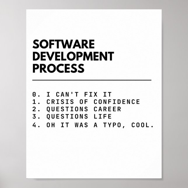 Softwareentwicklungsprozess lustige Entwickler Poster (Vorne)