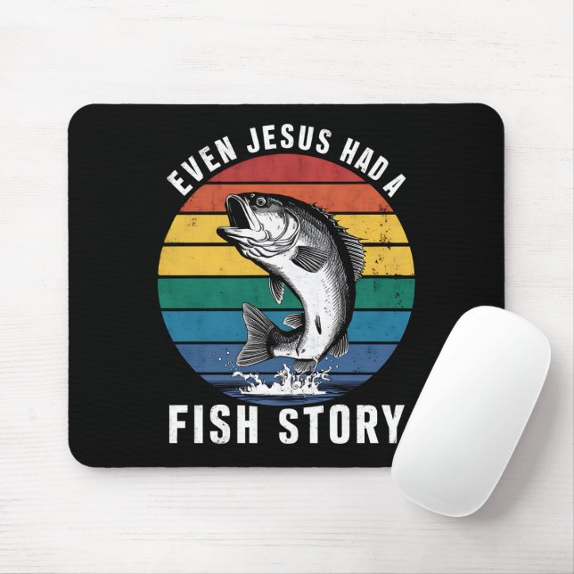 Sogar Jesus hatte den Bassfisch aus der Fischgesch Mousepad (Mit Mouse)