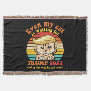 Sogar meine Katze wartet auf Trump 2024 Bekleidung Decke