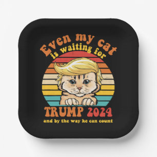 Sogar meine Katze wartet auf Trump 2024 Bekleidung Pappteller