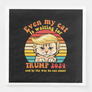 Sogar meine Katze wartet auf Trump 2024 Bekleidung Serviette