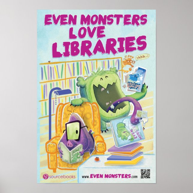 Sogar Monster Liebe Libraries 13" x 19" Poster (Vorne)