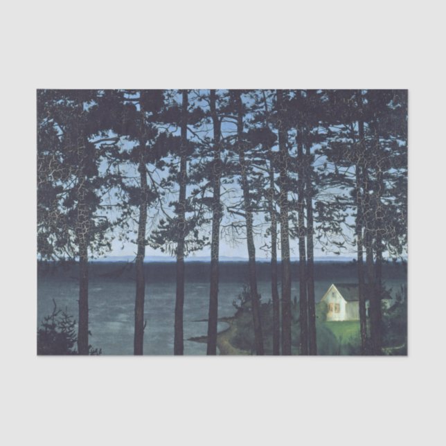 Sohlberg Fishermans Hütte Landschaftsbild Malerei Seidenpapier (Vorderseite)