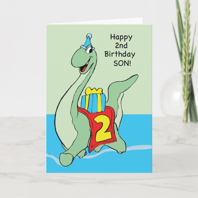 Sohn, 2. Geburtstag Dinosaurier Karte (Vorderseite)