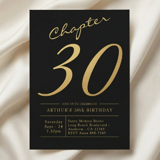Sohn 30. Geburtstag 30 Jahre alt Schwarz-Gold-Part Einladung