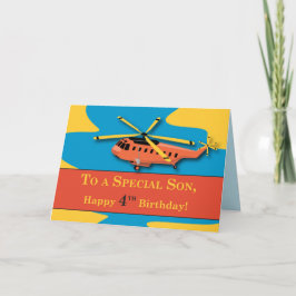 Sohn, 4. Geburtstag mit Hubschrauber Karte