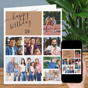 Sohn 7 Foto-Collage Personalisierter Geburtstag Karte