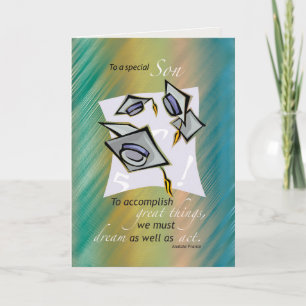 Sohn, Abschluss Hats in Air, Gratulation Gradu Karte