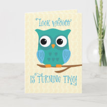 Sohn am 2. Geburtstag Eule Blau und Grün