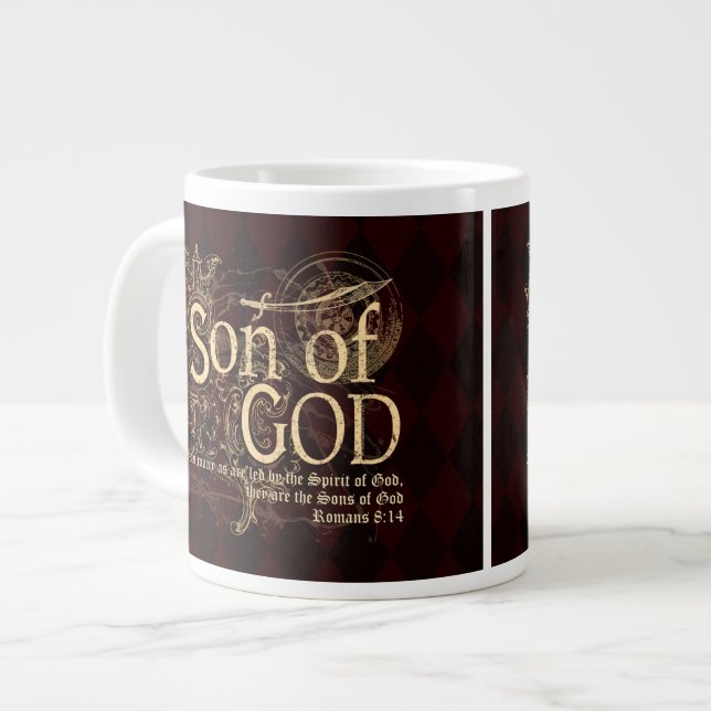 Sohn des Gottes, Römer-8:14 christlich Jumbo-Tasse (Vorderseite Links)