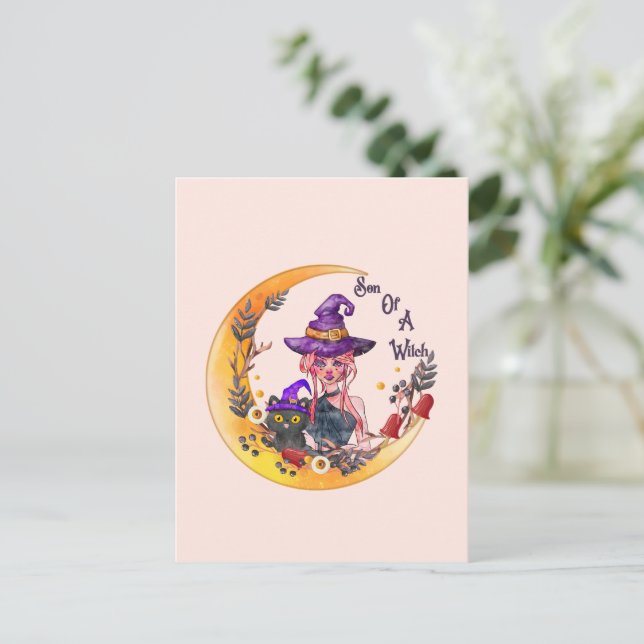 Sohn einer Hexe - Monddesign Postkarte (Stehend Vorderseite)