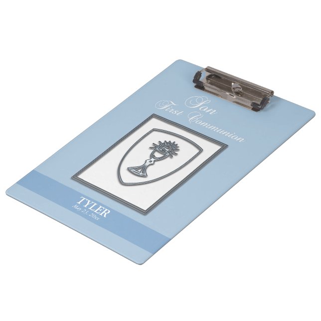 Sohn, Erste Kommune Silver Chalice Klemmbrett (Schrägansicht)