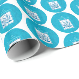 Sohn, Erste Kommune, Weizen, Trauben blau Geschenkpapier