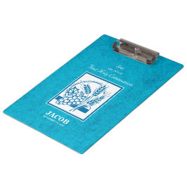 Sohn, Erste Kommune, Weizen, Trauben blau Klemmbrett