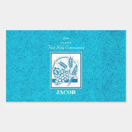 Sohn, Erste Kommune, Weizen, Trauben blau Rechteckiger Aufkleber