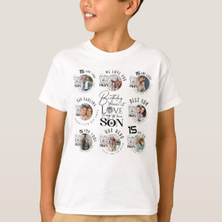 Sohn Geburtstag 8 Foto-Collage Typografie  T-Shirt