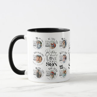 Sohn Geburtstag 8 Foto-Collage Typografie  Tasse