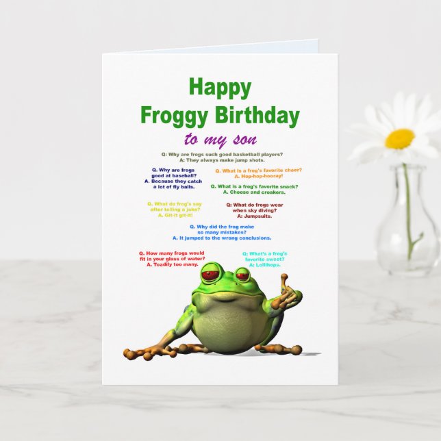 Sohn, Geburtstag, Frosch Jokes Karte (Kleine Pflanze)