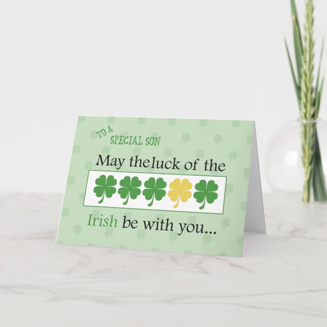 Sohn, Glück der irischen St. Patrick's Day Clovers Karte (Vorderseite)