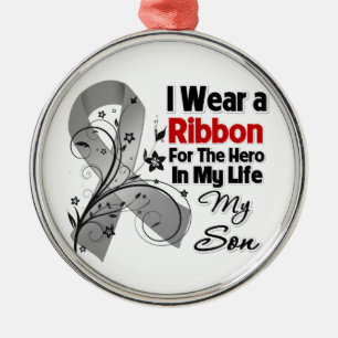 Sohn-Held in meinem Leben-Hirntumor Silbernes Ornament
