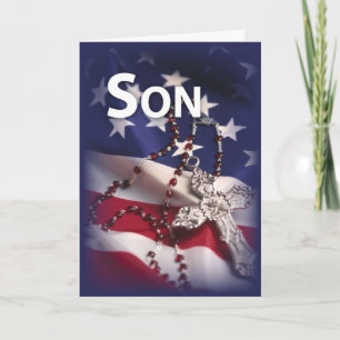 Sohn, ich denke an Dich, mit amerikanischer Flagge Karte