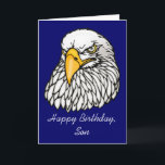 Sohn im Truppen Geburtstag Karte<br><div class="desc">Wenn Ihr Sohn für Ihr Land kämpft und einen Geburtstag weg von Zuhause hat, ist dieser Vater zu seiner Sohnkarte ideal. ENTWURF - eine nahe hohe vektorillustration des Gesichtes eines kahlen Adlers, hat die Wörter "alles Gute zum Geburtstag, Sohn" unterhalb er und eine bedeutungsvolle Mitteilung nach innen, die personalisiert sein...</div>