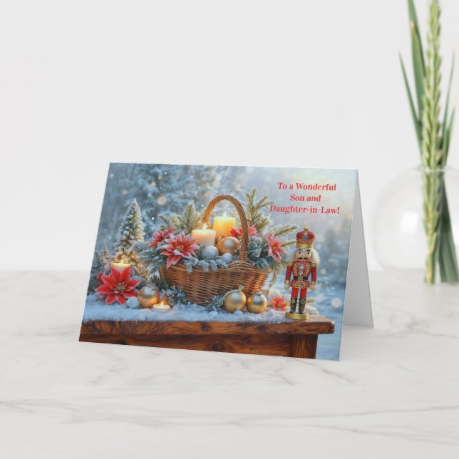Sohn und Schwiegertochter Süßer Weihnachtskorb  Karte (Vorderseite)