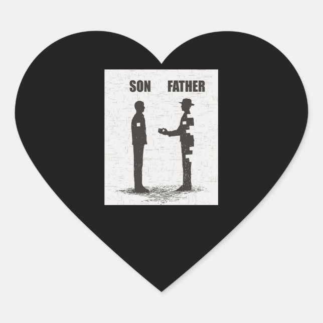 Sohn und Vater Herz-Aufkleber (Vorderseite)