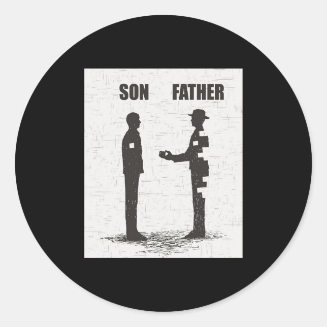 Sohn und Vater Runder Aufkleber (Vorderseite)