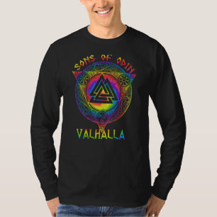 Söhne von Odin Valhalla Viking Valknut Back Print T-Shirt