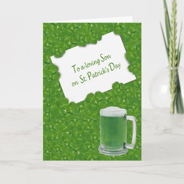 Sohns St. Patrick's Day Vierblattklee Karte (Vorderseite)