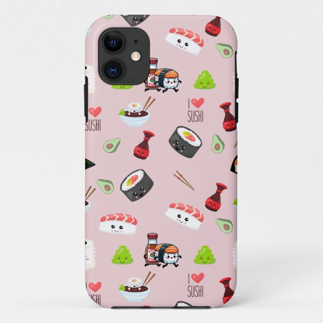 Soja in Liebe niedlich hellrosa Kawaii Sushi Case-Mate iPhone Hülle (Rückseite)