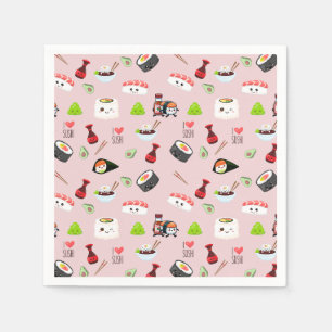 Soja in Liebe niedlich hellrosa Kawaii Sushi Serviette