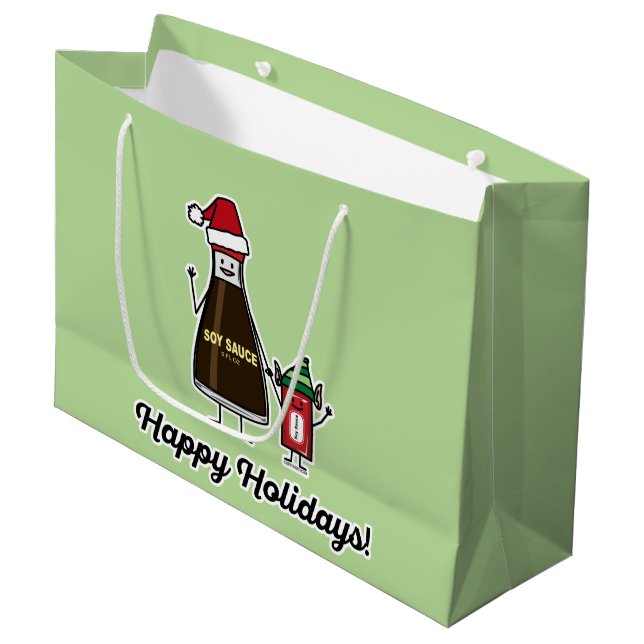 Soja Sauce Flasche Kind Weihnachten Weihnachten Große Geschenktüte (Vorderseite Schrägansicht)